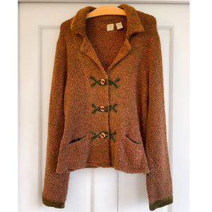 Retro style Anthropologie HWR  Marled Knit Jacket with Velvet details L